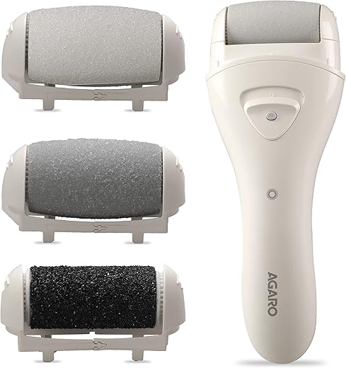 AGARO CR3001 Callus Remover with 3 Interchangeable Head Rollers, Rechargeable for Foot Care, Pedicure Device, Callus & Dead Skin Removal