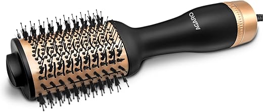 AGARO HV2179 1200 Watts Professional Volumizer Hair Dryer, 24K Gold Styling Surface, Activated Charcoal Bristles, Ceramic Tourmaline Coating Brush Head, One Step Styler, Hot Air Blow Brush for Women