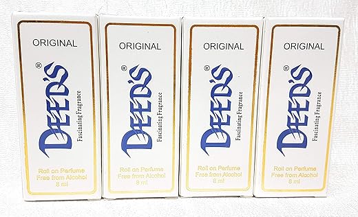 Almas Deeds Fresh Roll On Perfume, 8Ml Each (Pack Of 4) For Unisex