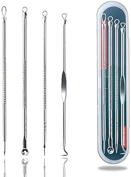 Angelie Stainless Steel Blackhead Remover Pimple Blemish Extractor Remover Tool Set of 4