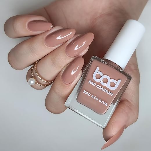 BAD COMPANY Nude Nail Polish 10Ml, No Toxin Glossy Nail Lacquer, Long Lasting, Chip Resistant, Quick Dry & Cruelty-Free Glossy Nail Paint Enamel (Trust The Process - 60), Glossy Finish