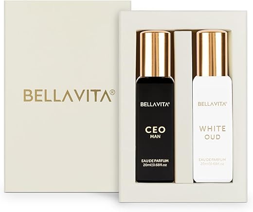 Bella Vita Luxury CEO Man & White Oud Unisex Perfume Combo with Tonka, Agarwood & Orange | Woody Long Lasting EDP Fragrance Scent, Pack of 2, 20 ml Each