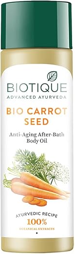 Biotique Carrot Seed Anti- Ageing After- Bath Body Oil | Prevents Fine Lines and Wrinkles |Smooth and Radiant Skin| 100% Botanical Extracts | Suitable for All Skin Types | 120ml