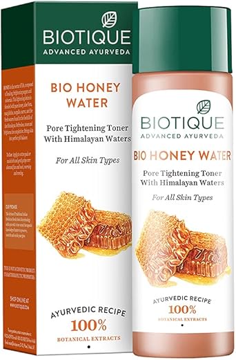 Biotique Honey Water Pore Tightening Brightening Toner With Himalayan Waters|Maintains Ph Balance|Moisturized And Hydrated Skin|100% Botanical Extracts|Suitable For All Skin Types|120Ml,Pack of 1