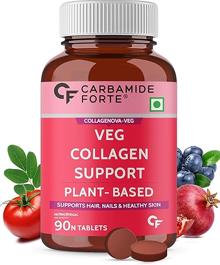 Carbamide Forte 100% Veg Collagen Builder, 90 Tablets | Plant Based Collagen Support Supplement for Skin & Hair