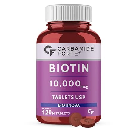 Carbamide Forte Biotin for Hair Growth Tablets |Biotin 10000 mcg tablets for hair, skin, and nails| Hair growth supplement for Men & Women | 120 Veg Hair Growth Tablets.