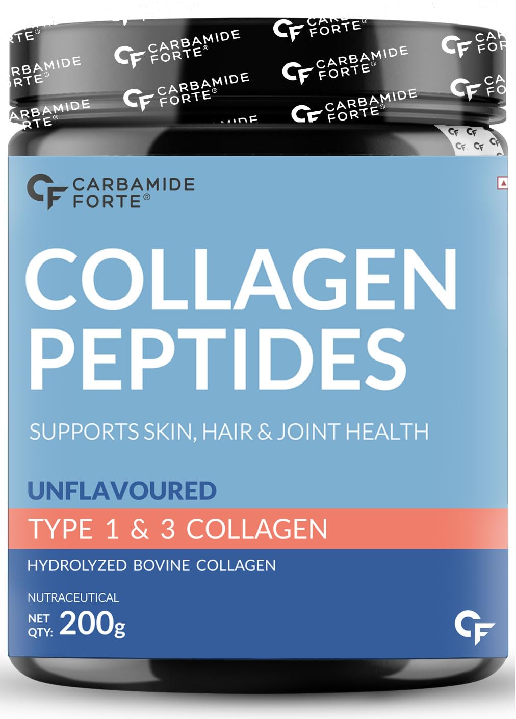 Carbamide Forte Hydrolyzed Collagen Powder | Type 1 & 3 Collagen Peptides Powder for Glowing Skin & Hair - Unflavored - Collagen Supplements for Women & Men - 200g