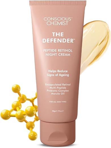 Conscious Chemist® Retinol Night Cream | 50g | Moisturizer For Face, Multi Peptide Anti Aging Cream, Reduces Fine Lines, Neck Line & Wrinkles, Fragrance & Cruelty Free, All Skin Types - The Defender