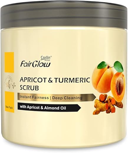 CORLIN FAIRGLOW Fair Glow Apricot Turmeric Scrub 800G | Gentle Exfoliator For Face & Body | For Men & Women - Instant Fairness & Deep Cleansing, Scrub For Face Tan Removal