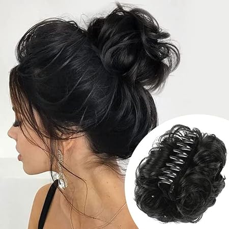 D-DIVINE 1Pcs Synthetic Nylon Messy Curly Hair Claw/Clutcher Bun Hair Extension for Girls