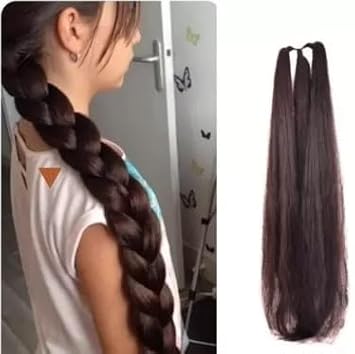 D-DIVINE Artificial Fake Long Extensions Hair for Women & Girls - Savaram Gangawan Cataram Sadaraa Paranda Choti False Nakli Hair Wig - Extra Hair Braid Attachment for Ladies - Natural Brown (1pcs)