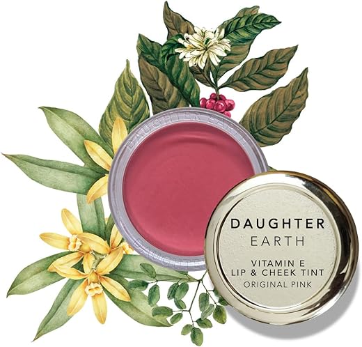 Daughter Earth Vegan Lip and Cheek Tint | Matte Natural Blush for Women | Lip Tint with Vitamin E | Nourishing Cheek Tint, 4.5g - Original Pink