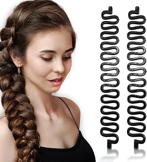 DazzleDiva Hair Braider Tool Hair Braiding Hair Weave Twist Hair Braid Roller Maker Hair Accessory Hair Styling Tools For Women & Girls - 2 Pcs (Black)