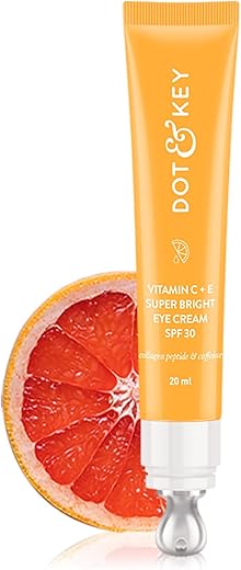 Dot & Key Vitamin C + E Super Bright Under Eye Cream | Fades Dark Circles & Pigmentation | Boosts Collages & Skin Firmness | For Glowing Even Toned Skin | Reduces Puffiness | For All Skin Types | 20ml