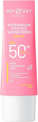 Dot & Key Watermelon Hyaluronic Cooling Sunscreen SPF 50 PA+++| for Oily, Normal & Combination Skin | UV + Blue Light Protection | Lightweight | No White Cast | Boosts Vitamin D Absorption | 50g…