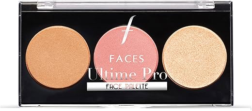 FACES CANADA Ultime Pro Face Palette - Fresh 01, 12g | 3-in-1 Bronzer + Highlighter + Blush | Lightweight Long Lasting Luminous Glow | Flawless Shimmer Finish | Silky Smooth Texture | Easy To Blend