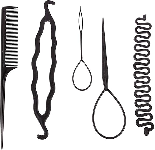 Fashion Fitoor Hair Styling Tools Bun Maker/Braids Combo Offer Black (Professional-Styling-Accessories-Combo-5)