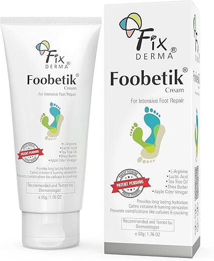 Fixderma Foobetik Cream, Foot cream, Foot care for diabetic, For Dry & Cracked Feet, Moisturizes & Soothes Feet, Heel Repair, For Calloused, or Chapped Skin, Paraben Free - 50g