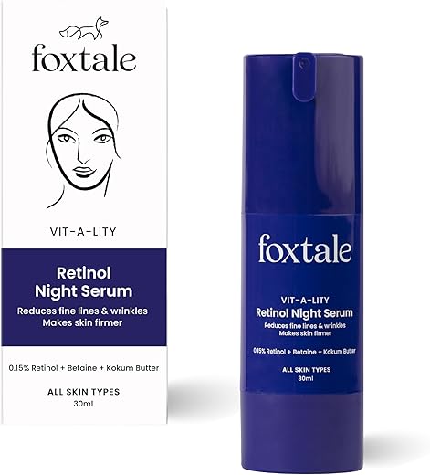 Foxtale 0.15% Beginner Friendly Retinol Night Serum | Anti-Aging Night Cream | Reduces Fine Lines and Wrinkles | No Purging | For Younger-looking Skin | Men & Women | All Skin Types - 30 ml
