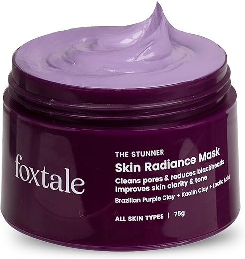 Foxtale De-Tan Face Mask for Glowing Skin| Clay Mask with Lactic Acid for Tan Removal, Reduction in Blackheads, Instant Brightening| New-Age Ubtan Face Pack for All Skin Types | Men & Women- 75g