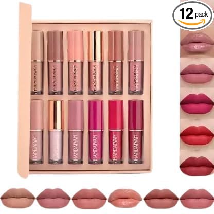 HANDAIYAN Lipstick Set of 12 Matte Velvet Mini Liquid Lipstick Set for Women