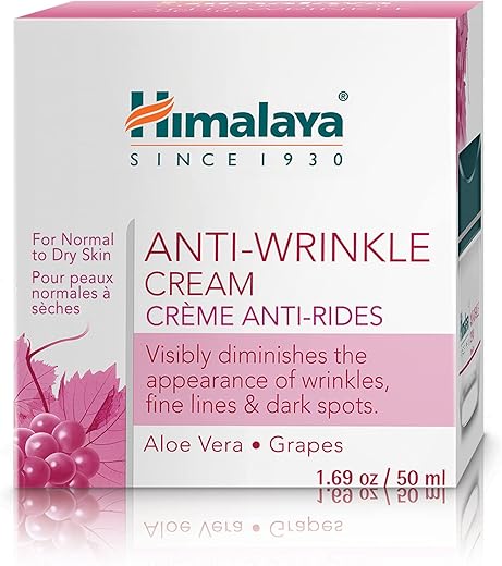 Himalaya Anti-Wrinkle Cream For Men/Women With Aloevera & Grapes | Reduce Wrinkles, Fine Lines & Age Spots | Clinically Tested Aha-Rich Formula | No Alcohol-No Parabens | For Normal To Dry Skin| 50G