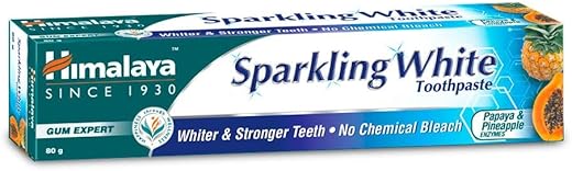 Himalaya Sparkling White 150g Toothpaste | For Whiter & Stronger Teeth | No Chemical Bleach | With Papaya & Pineapple Enzymes