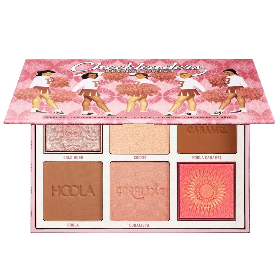 HUDAMOJI 6 Colors Highlighter Blush Makeup Palette, Bronzer Powder Matte Shimmer Metallic Finish,Face Blusher Contour Highlighter 34g (Bronze Squad, 1 Pcs)