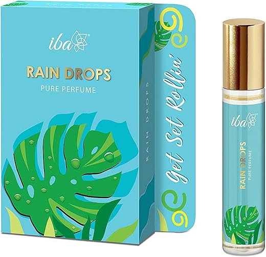 Iba Pure Perfume - Rain Drops 10 ml, Premium Long Lasting Aqua Fragrance For Women l Skin Friendly Fresh Perfume for Everyday Fragrance | Alcohol Free | Halal Certified & Vegan