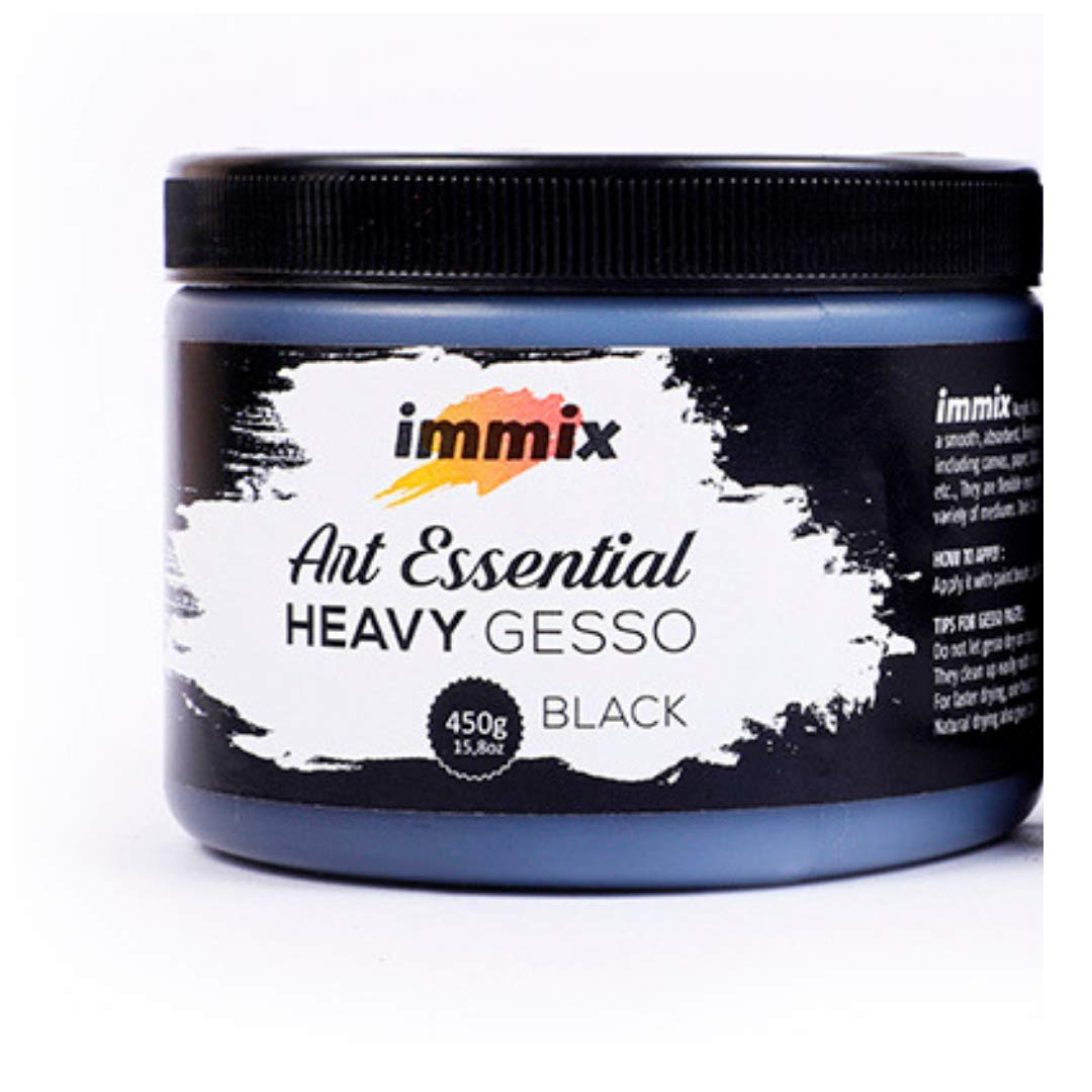 immix Acrylic Black Gesso/Primer for Canvas, Paper, Wood, Metal (450 Grams)