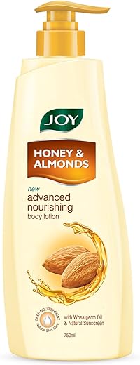 Joy Honey & Almonds Advanced Nourishing Body Lotion (750ml) | Non Sticky Body Moisturizer With Vitamin E & Natural Sunscreen | Summer Body Lotion For Dry Skin