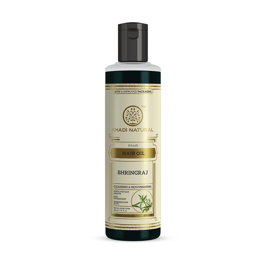 Khadi Natural Bhringraj Hair Oil For Controlling Hair Fall, Nourishing Oil For Healthy Hair Growth, Paraben & Silicone-Free Suitable For All Hair Types, 210ml