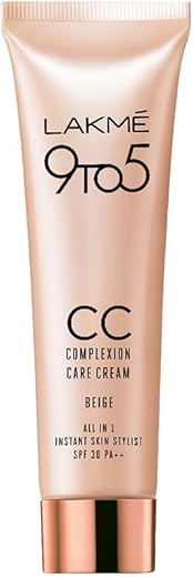 LAKMÉ 9 To 5 Cc Cream Mini|| 01-Beige|| Light Face Makeup With Natural Coverage For All Skin|| Spf 30-Tinted Moisturizer To Brighten Skin|| Conceal Dark Spots|| 9 G,1 Count