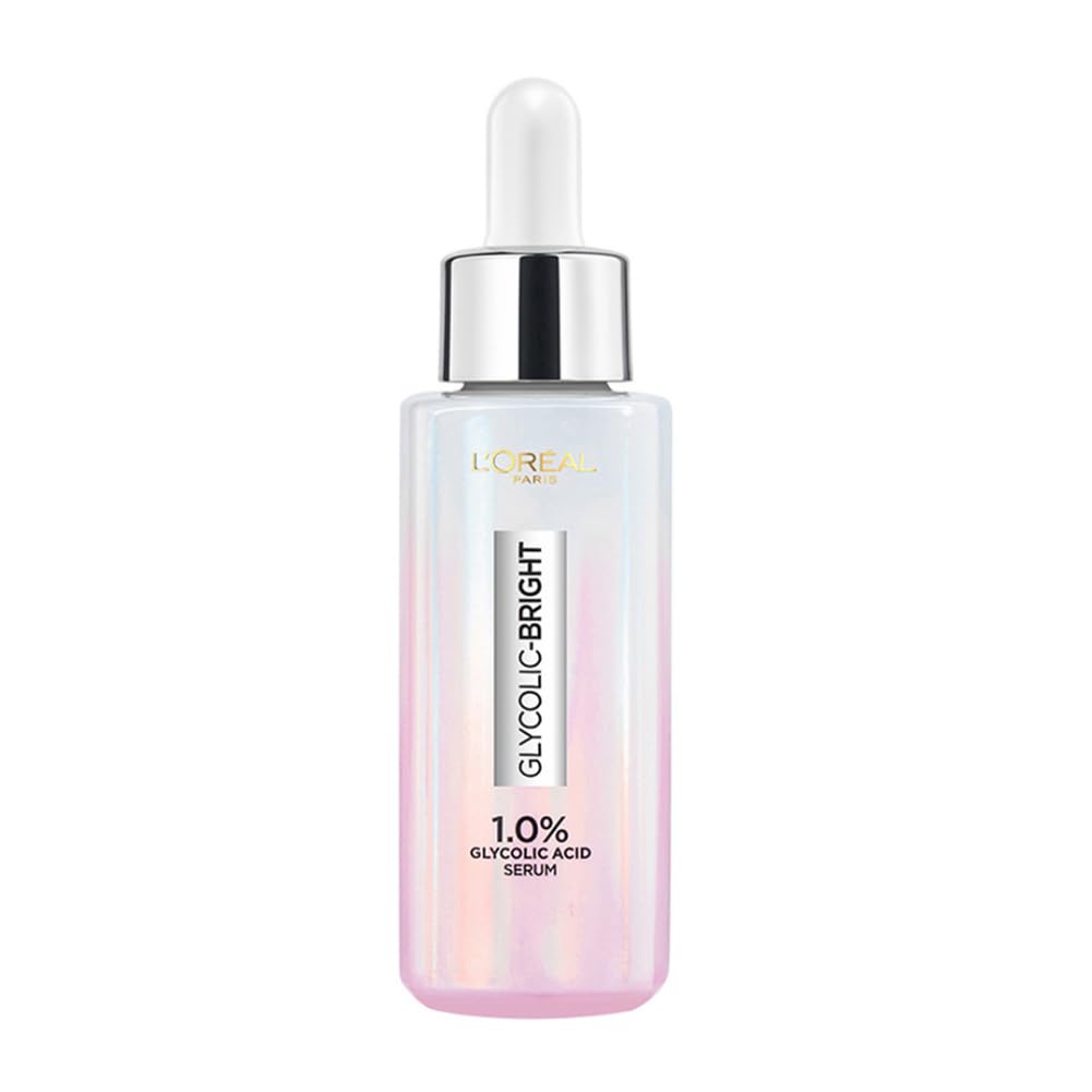 L'Oreal Paris Brightening Serum, 1% Glycolic Acid, 2% Niacinamide Serum, Visibly Minimizes Spots, Reveals Even Skin Tone, Glycolic Bright Skin, 15ml