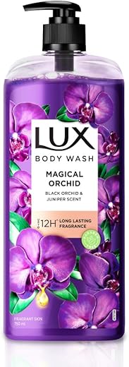 Lux Body Wash Fragrant Skin Black Orchid Scent & Juniper Oil SuperSaver XL Pump Bottle with Long Lasting Fragrance, Glycerine, Paraben Free, Extra Foam, 750 ml