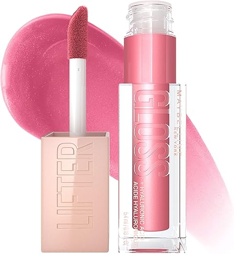 Maybelline New York Lifter Gloss, Moisturizing, Tinted Lip Gloss With Hyaluronic Acid, Non-Sticky Formula, Petal, 5.4ml