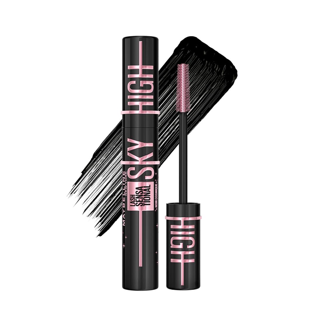 Maybelline New York Waterproof Mascara, Lengthening & Volumizing Mascara, With Bamboo Extract & Fibres, Lash Sensational Sky High, Cosmic Black, 6ml