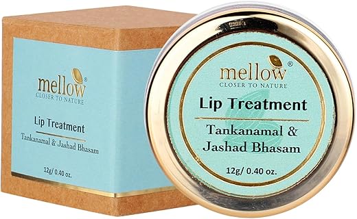 Mellow Herbal Lip Treatment with Almond Oil & Jasad Bhasma for Moisturize & Nourish Dry & Chapped Lips, Ayurvedic Balm for Men & Women, Paraben Free [Cream - 12 Gm]