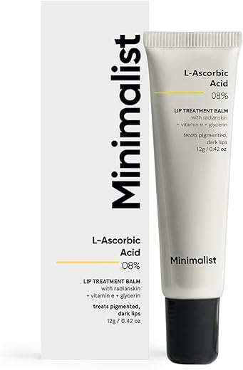 Minimalist 8% L-Ascorbic Acid Lip Treatment Balm with Vitamin E, Radianskin & Glycerine for Pigmented & Dark Lips | For Women & Men | 12 gm