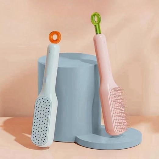 MJKD Self Cleaning Hair Brush Hairbrushes for Women Easy Clean Hair Brush, Massage Comb with Retractable Bristles One-pull Clean Anti Static Hair Brush Tools for All Hair Types (Pack of 1)
