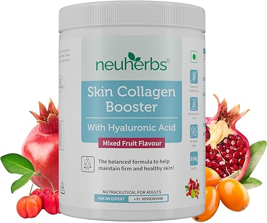 Neuherbs 210g Collagen Supplement for Women and Men with Biotin, Vitamin C, E, Antioxidant blend ,For Glowing Skin,Healthier Hair ( 30 serving ) Collagen powder-Mixed Fruit Flavour