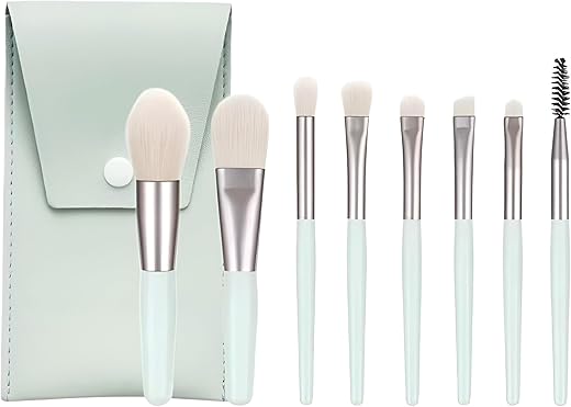NFI essentials Professional Synthetic Soft Bristle Makeup Brush Set of 8 For Face & Eye Cosmetic Accessories Brushes Kit For Eyeshadow, Powder, Lip, Eyebrow