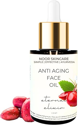 Noor Skincare Face Oil for Glowing Skin & Gua Sha Massage, 100% Natural with Rosehip, Jojoba, Argan & Vitamin E, Anti Aging Night Serum for Skin Tightening & Fine Lines, Women/Men (10ml)