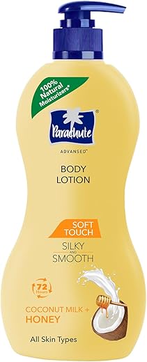 Parachute Advansed Soft Touch Body Lotion for Women & Men, All Skin types, 400ml | Pure Coconut Milk & Honey, 100% Natural, 72h Moisturisation