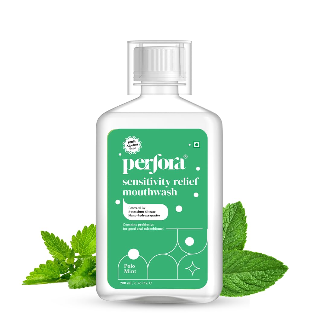 Perfora Sensitivity Relief Mouthwash | Alcohol Free | Mouth freshner With Active Ingredients Like Potassium Nitrate | No Artificial Colors | Suitable for Men, Women, Children | 200ml