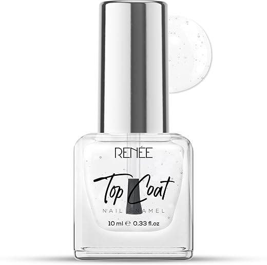 RENEE Top Coat Nail Enamel, Quick Drying, Long Lasting, Chip Resisting Formula with High Shine & Full Coverage, One Stroke Application, Translucent Layer, 10 Ml