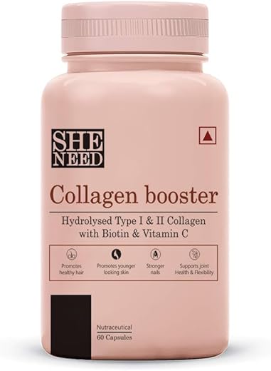 SheNeed Collagen Booster with Hydrolysed Collagen, 60 Capsules | Vegan for Men & Women