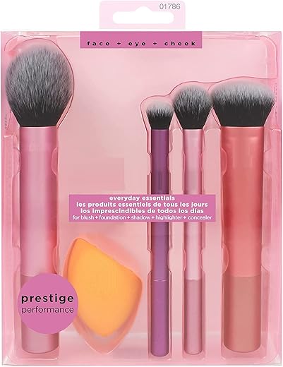 SKINPLUS Artist Essentials Complete Face Makeup Brush Set for Makeup Artist Inspired Looks, 5 Count (Pack of 1)