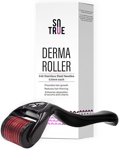 Sotrue Derma Roller For Hair Growth 0.5 Mm With 540 Titanium Needles|Repairs Damaged Hair, Activates Hair Follicles|For Hair Fall & Hair Thickening|Reduces Acne Scars|Safe & Effective To Use, 80 Grams