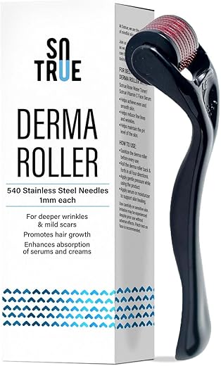 Sotrue Derma Roller For Hair Growth 1 mm with 540 Stainless Steel Needles | Repairs Damaged Hair, Activates Hair Follicles | For Hair Fall & Hair Thickening | Reduces Acne Scars | Safe & Effective To Use